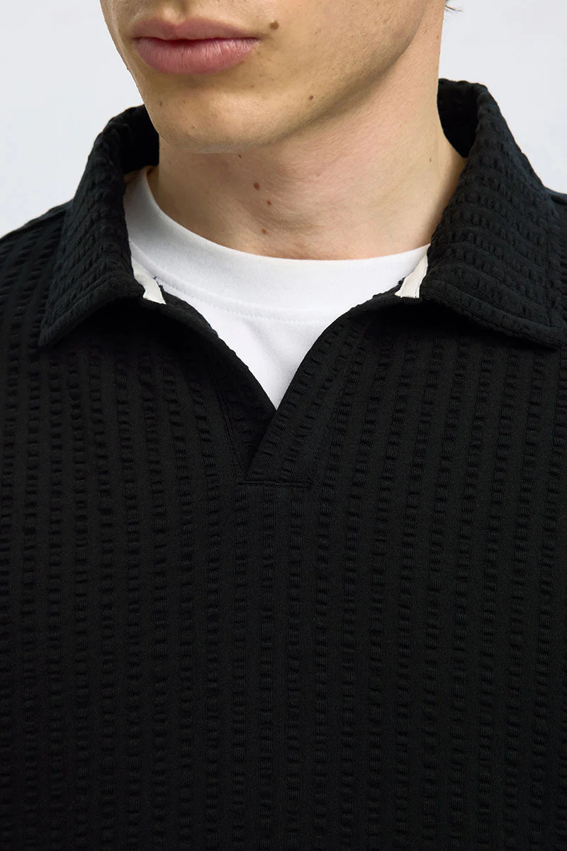 Selected Blake Split Neck Regular Fit SS Polo Black - Image 3