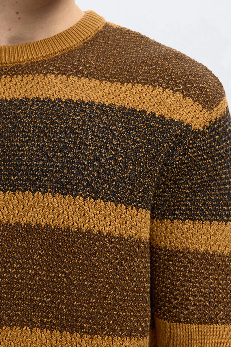 Selected Ginger SS Knit Relaxed Fit Stripe Tee Chipmunk - Image 4
