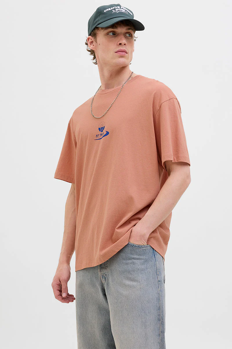 Jack & Jones Padel Club Relaxed Fit Tee  Dusty Coral - Image 2