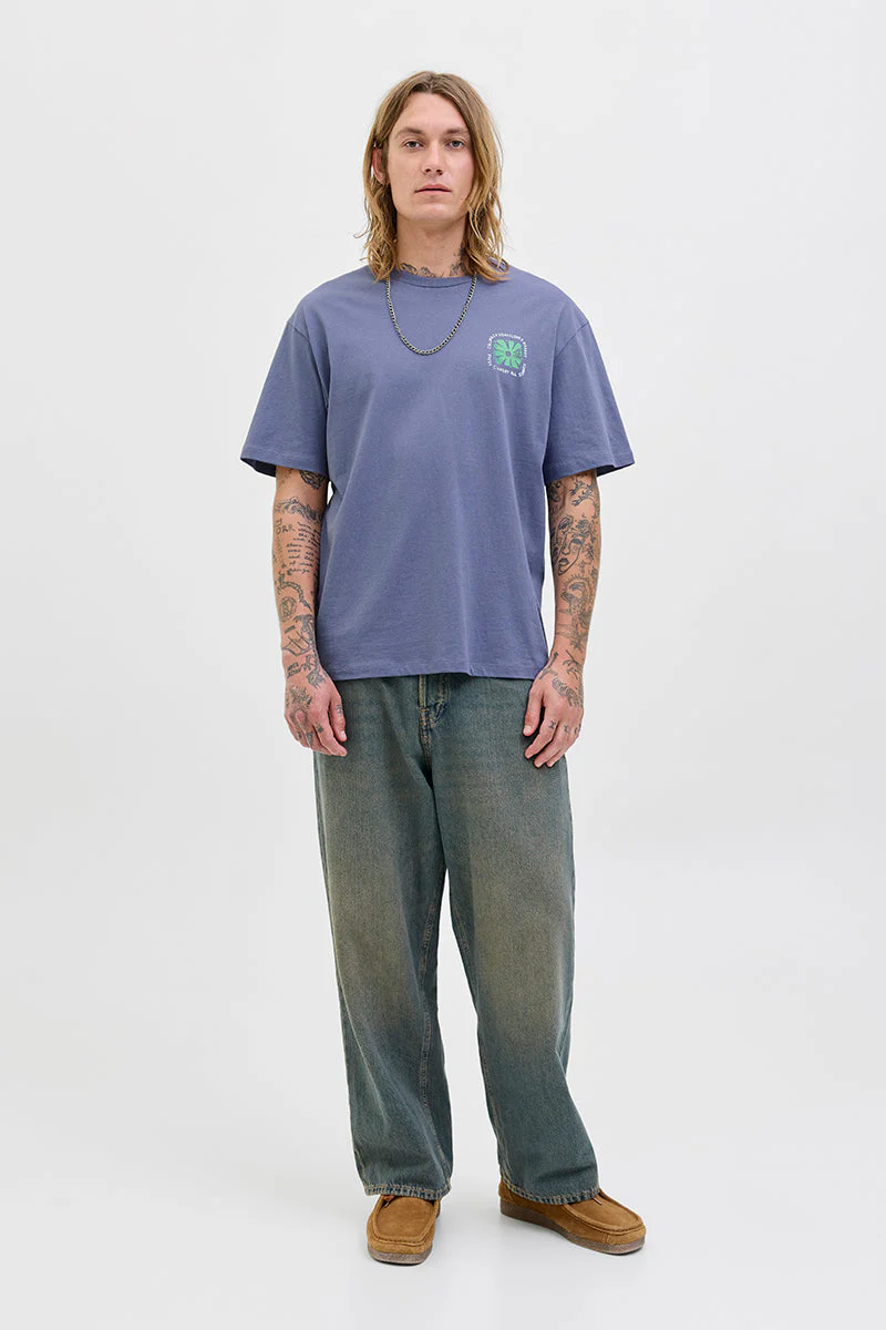 Jack & Jones Flower Market Relaxed Fit Tee Nightshadow Blue - Image 3