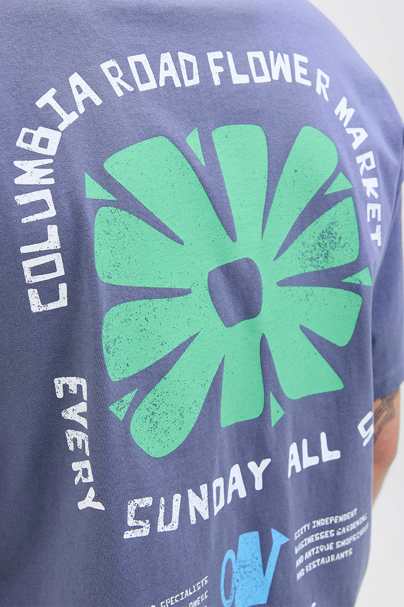 Jack & Jones Flower Market Relaxed Fit Tee Nightshadow Blue - Image 5