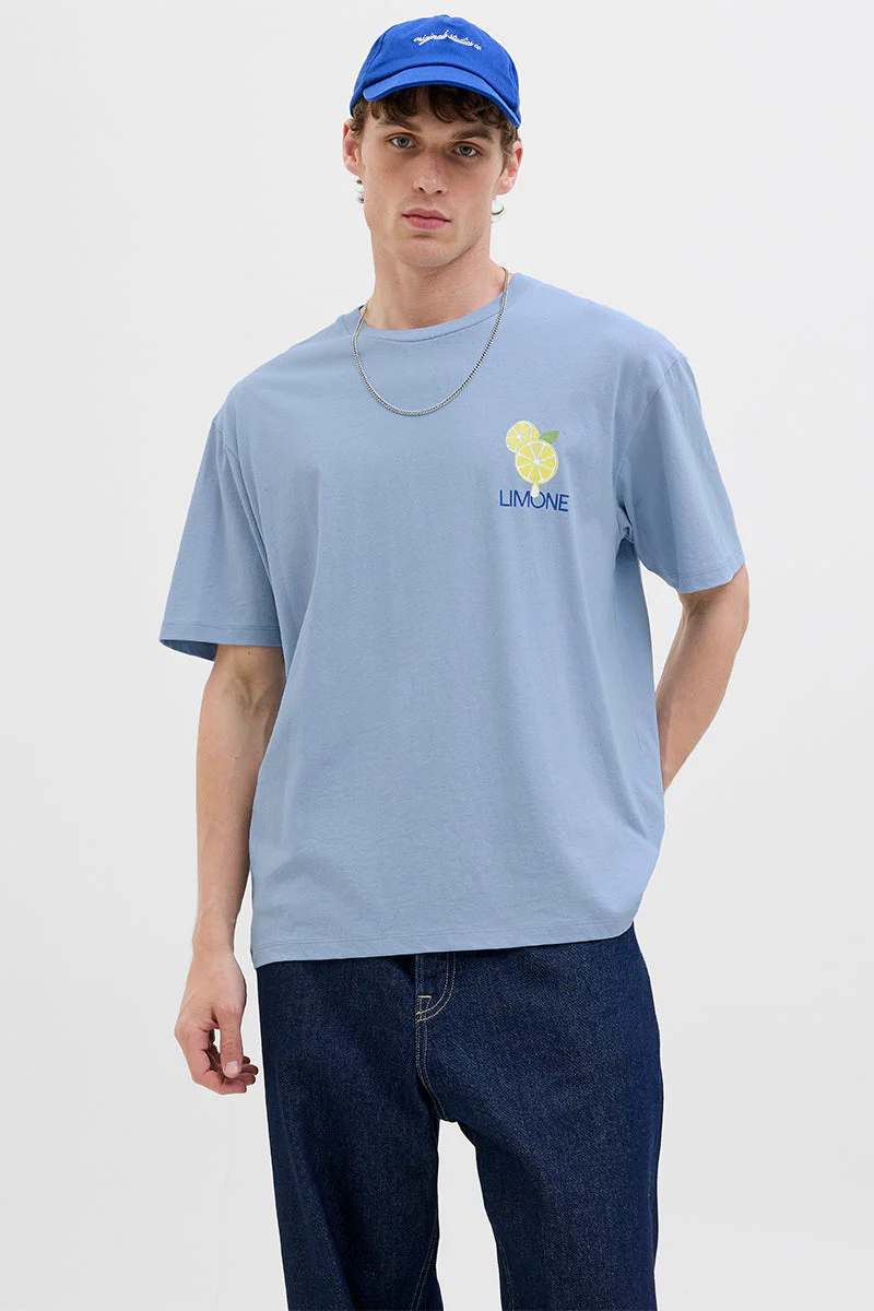 Jack & Jones Limone Relaxed Fit Tee Subdued Blue - Image 2