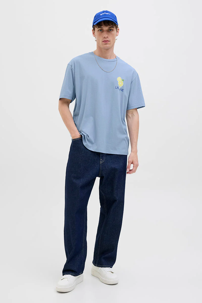 Jack & Jones Limone Relaxed Fit Tee Subdued Blue - Image 3