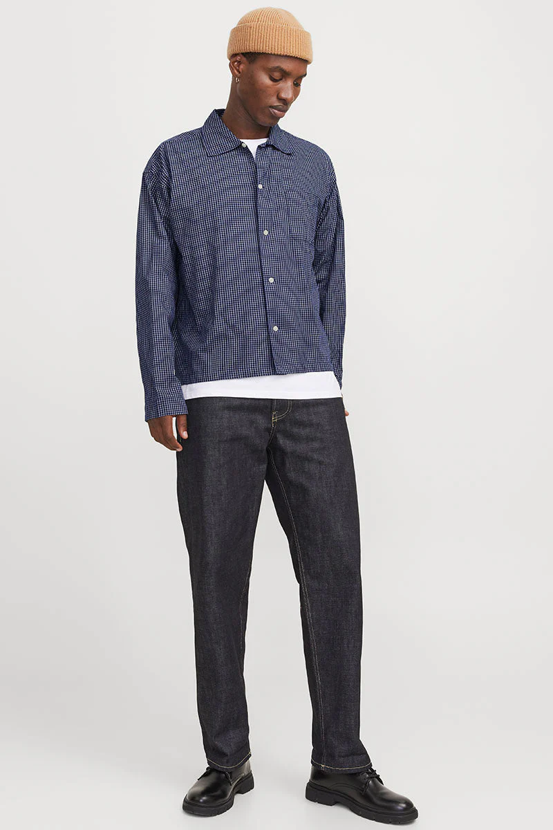 Jack & Jones Austin Loose Fit Check Shirt Ocean Cavern - Image 2