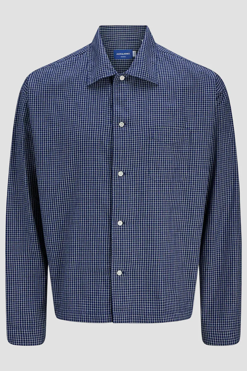 Jack & Jones Austin Loose Fit Check Shirt Ocean Cavern - Image 6
