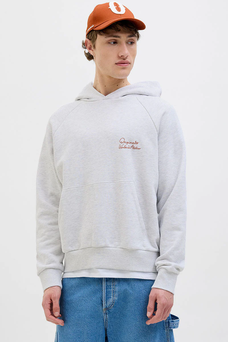 Jack & Jones Acapulco Typo Loose Fit Hoodie Bright White MELANGE - Image 2