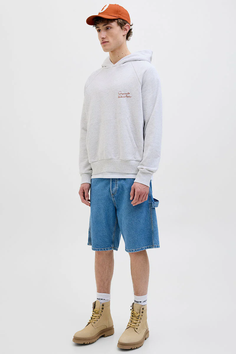 Jack & Jones Acapulco Typo Loose Fit Hoodie Bright White MELANGE - Image 3