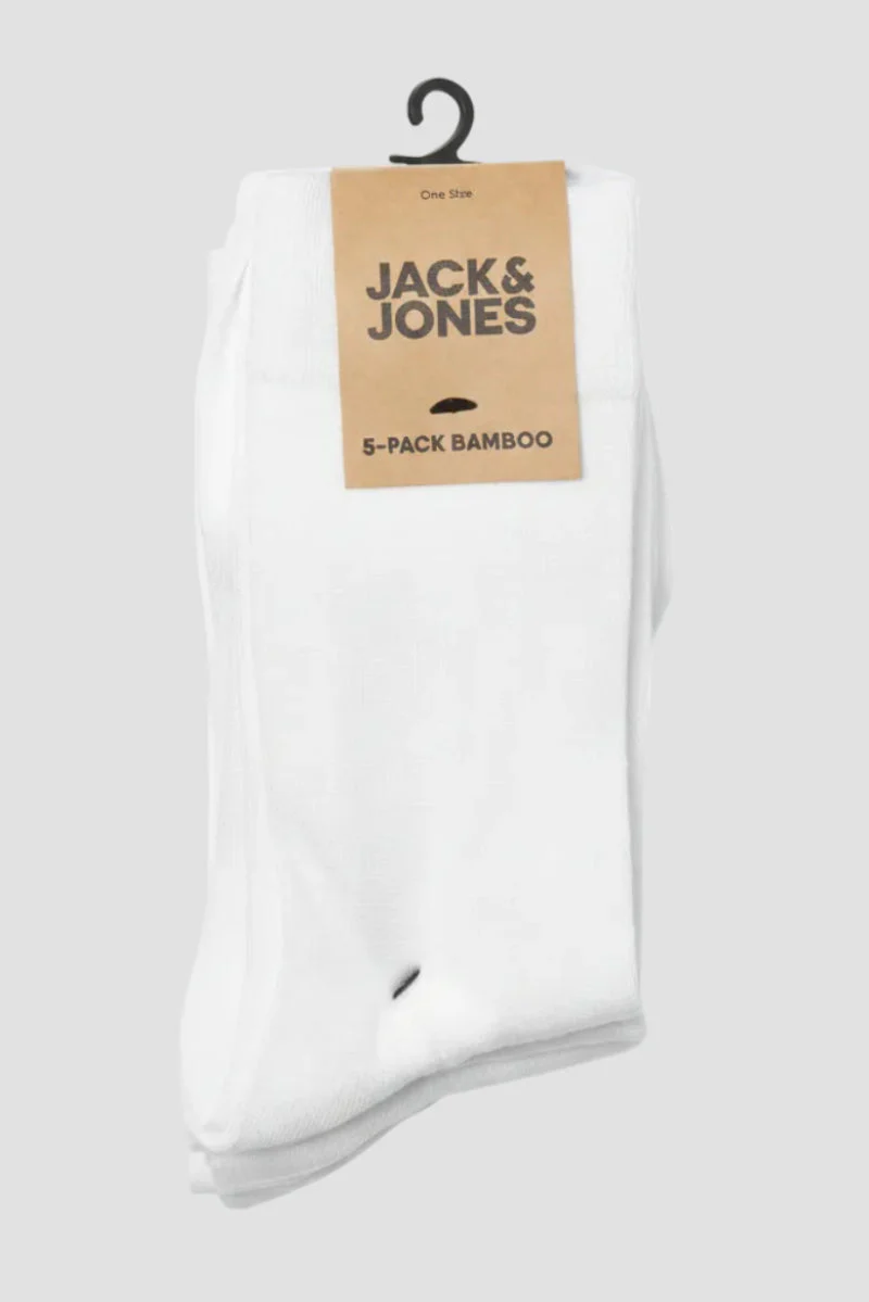 Jack & Jones Basic Bamboo 5 Pack Sock White - Image 3
