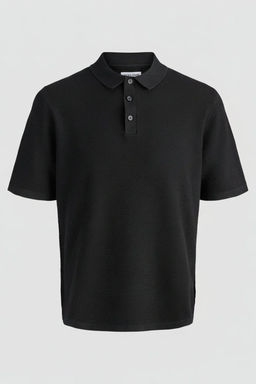 Jack & Jones Goerge Relaxed Fit Knit Polo Black - Image 5