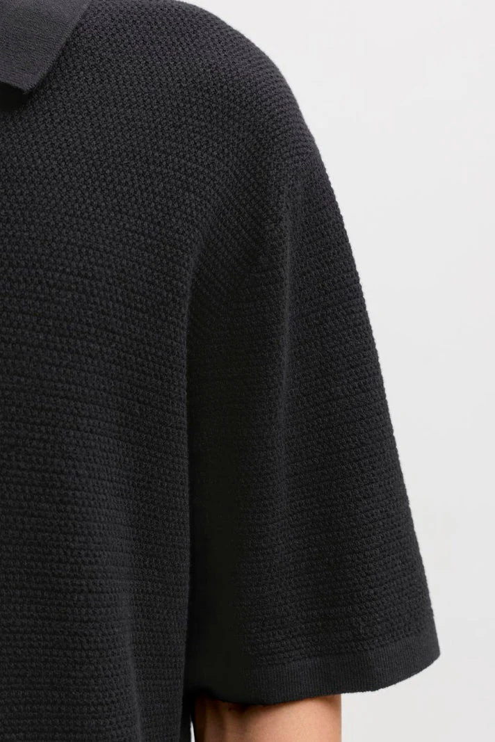 Jack & Jones Goerge Relaxed Fit Knit Polo Black - Image 6