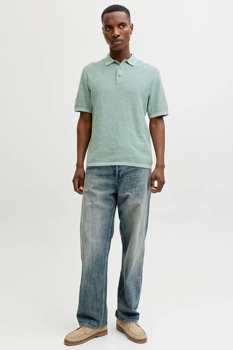 Jack & Jones Goerge Relaxed Fit Knit Polo Granite Green - Image 2