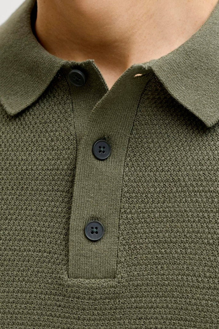 Jack & Jones Goerge Relaxed Fit Knit Polo Dusty Olive - Image 7