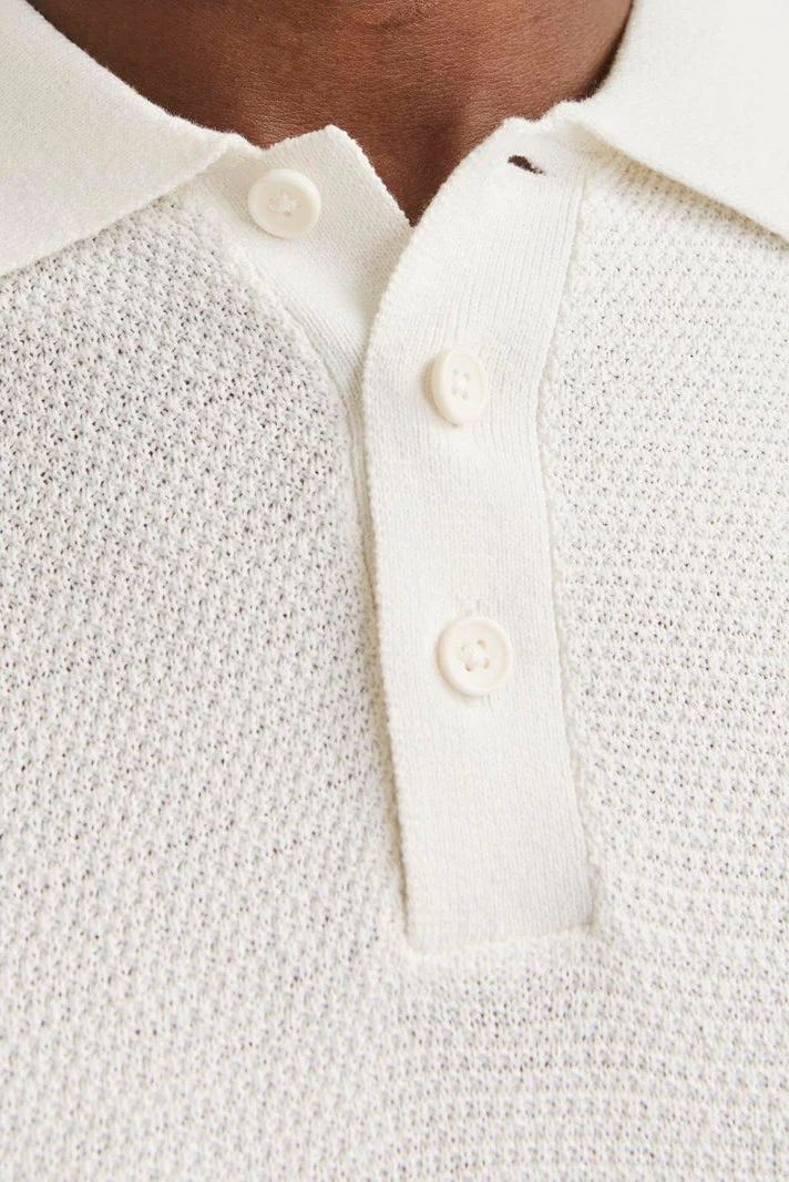 Jack & Jones Goerge Relaxed Fit Knit Polo Cloud Dancer - Image 7
