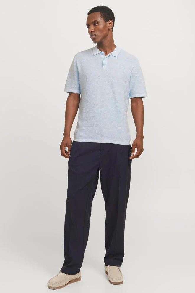 Jack & Jones Goerge Relaxed Fit Knit Polo Chambray Blue - Image 2