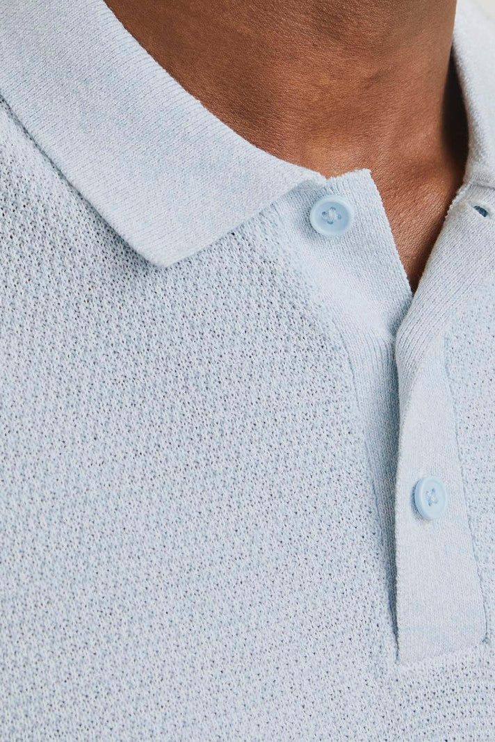 Jack & Jones Goerge Relaxed Fit Knit Polo Chambray Blue - Image 5