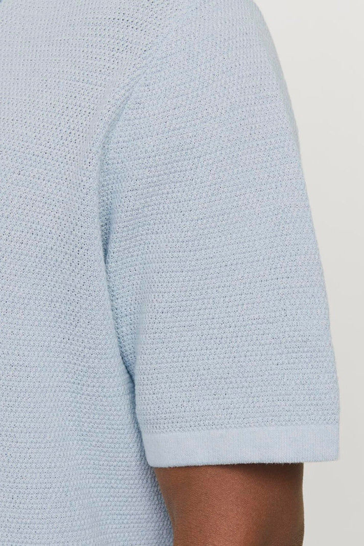 Jack & Jones Goerge Relaxed Fit Knit Polo Chambray Blue - Image 6