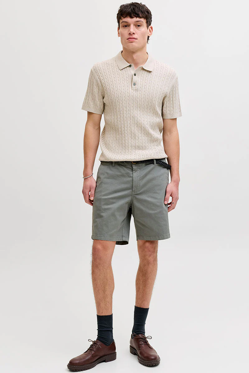 Jack & Jones Emil Knit Cable Polo SS Oatmeal - Image 2