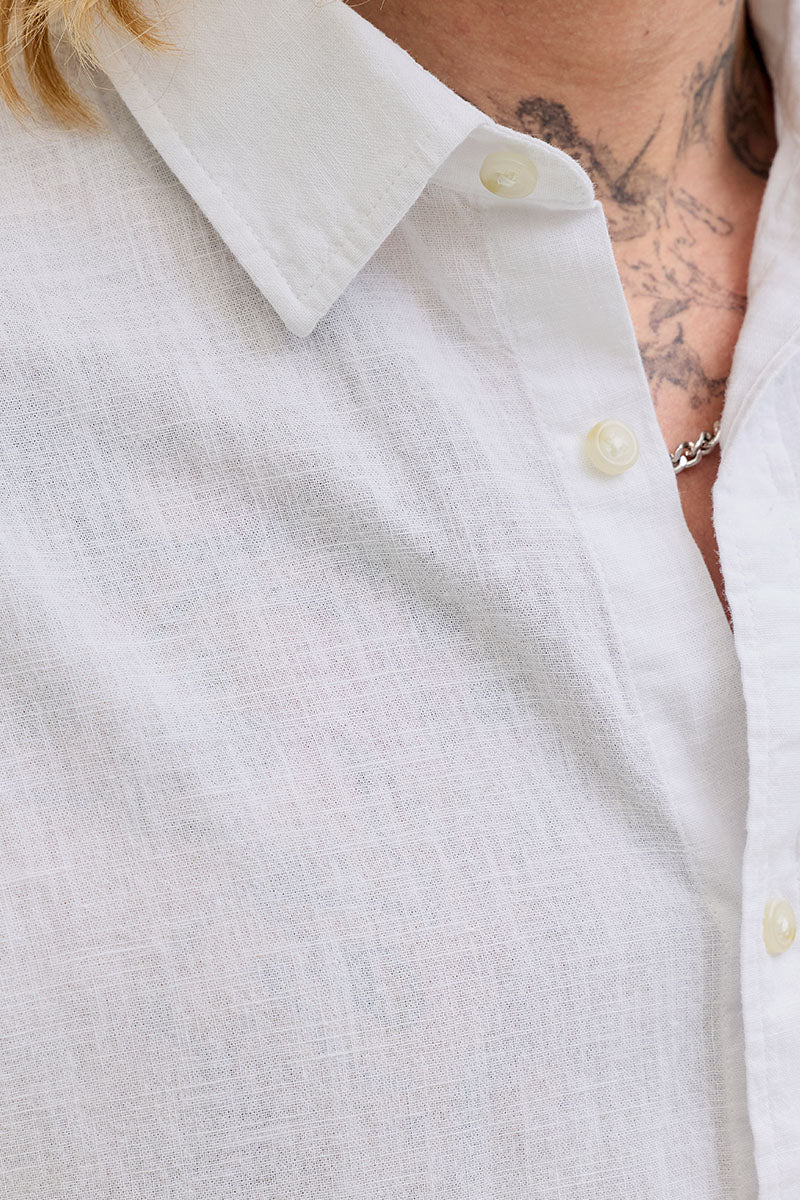 Jack & Jones Summer Shirt Linen Blend SS White - Image 3