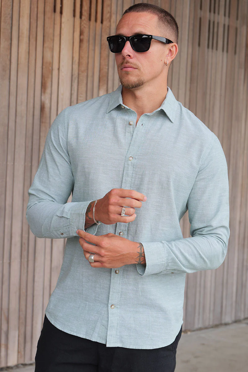 Jack & Jones Summer Shirt Linen Blend LS Granite Green
