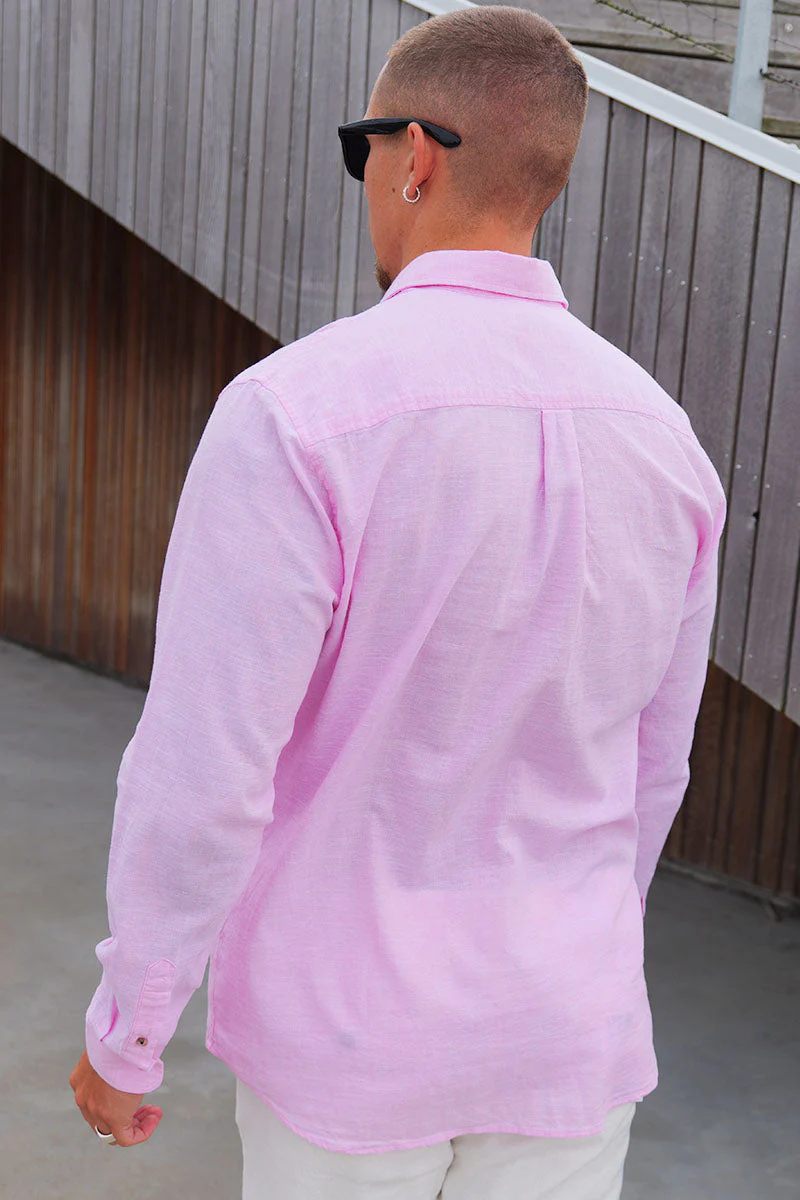 Jack & Jones Summer Shirt Linen Blend LS Prism Pink - Image 4