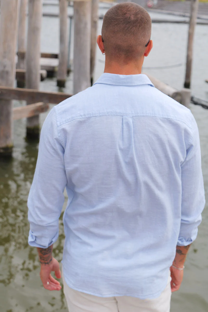 Jack & Jones Summer Shirt Linen Blend LS Celestial Blue - Image 4