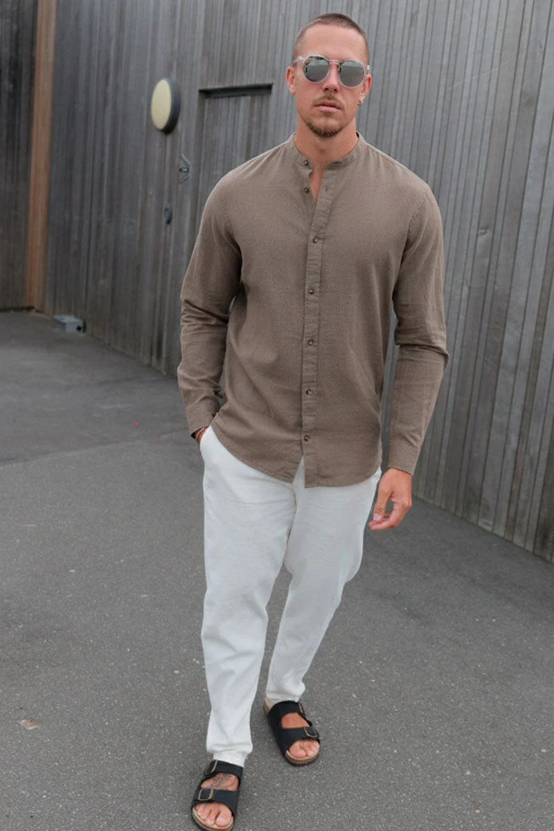 Jack & Jones Summer Shirt Linen Blend Band LS Falcon - Image 2