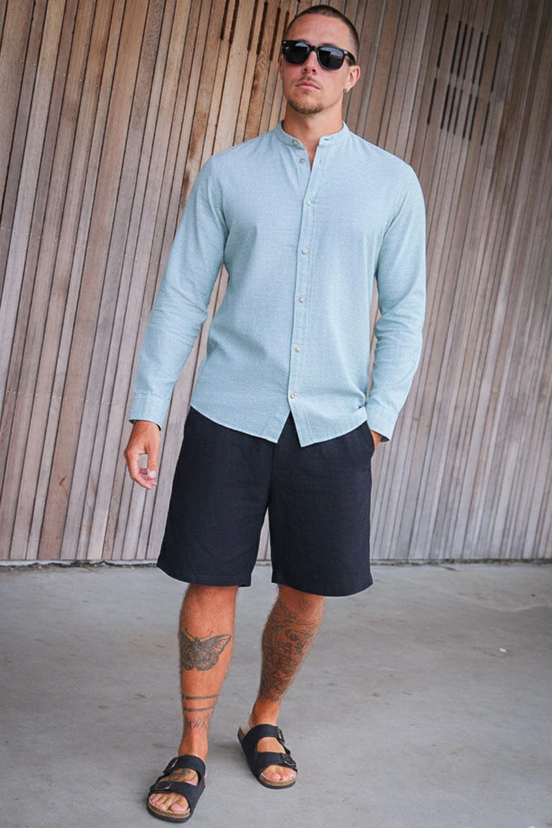 Jack & Jones Summer Shirt Linen Blend Band LS Granite Green - Image 2