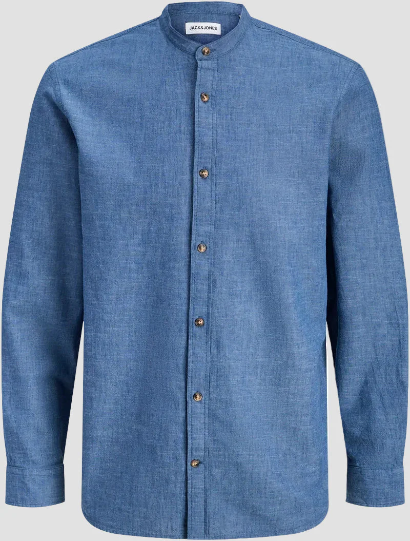 Jack & Jones Summer Shirt Linen Blend Band LS Navy Blazer - Image 11