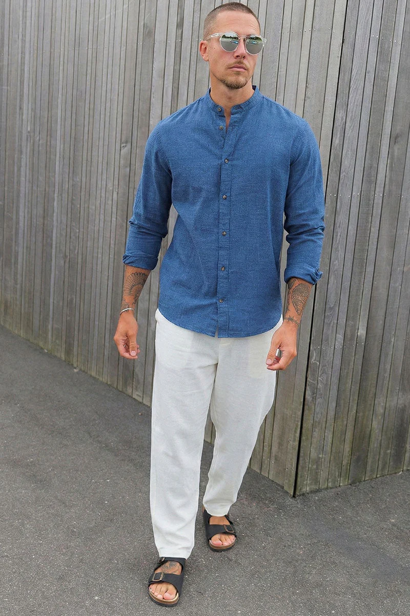 Jack & Jones Summer Shirt Linen Blend Band LS Navy Blazer - Image 2