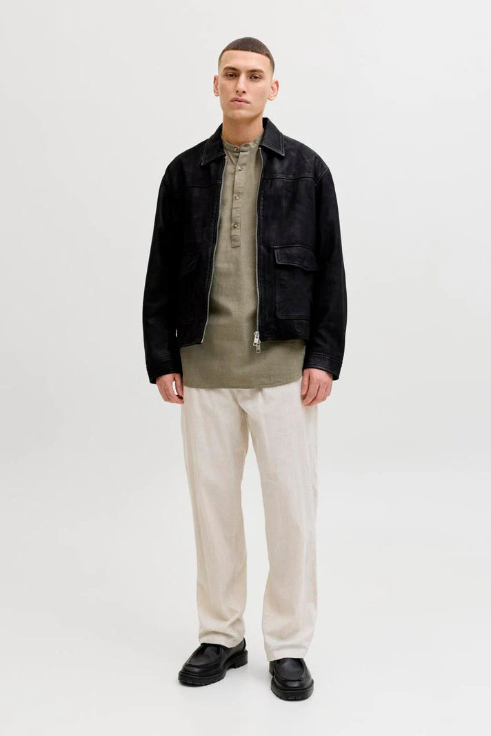 Jack & Jones Summer Shirt Linen Blend Tunic LS Dusty Olive - Image 2