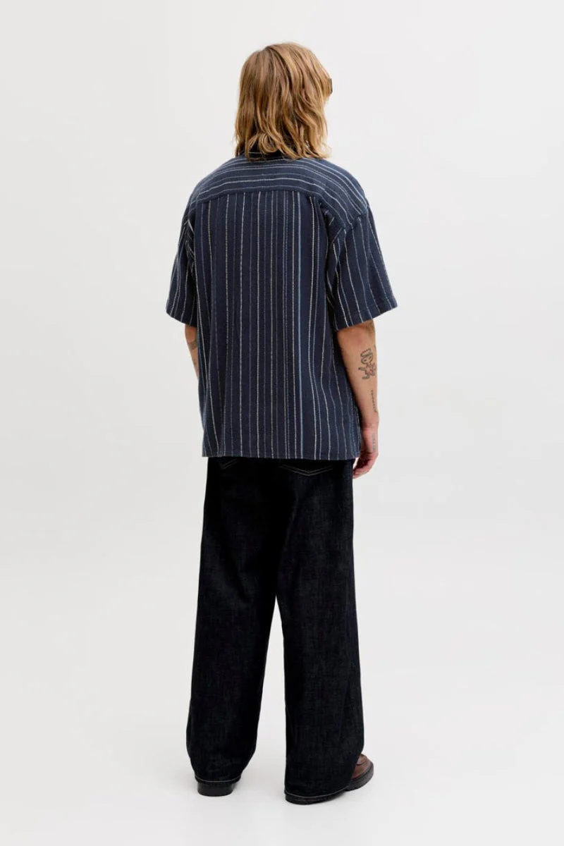Jack & Jones Bradley Striped Resort Shirt SS Navy Blazer - Image 3