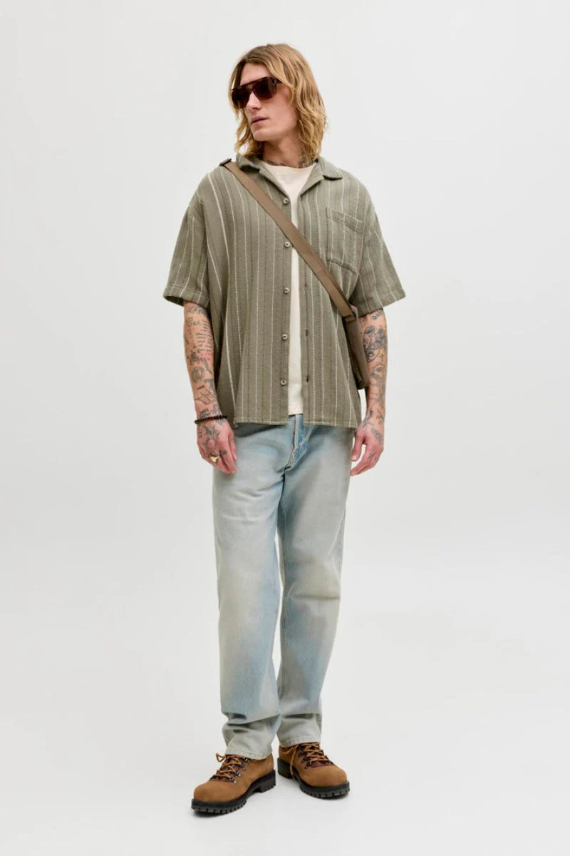 Jack & Jones Bradley Striped Resort Shirt SS Vetiver - Image 2