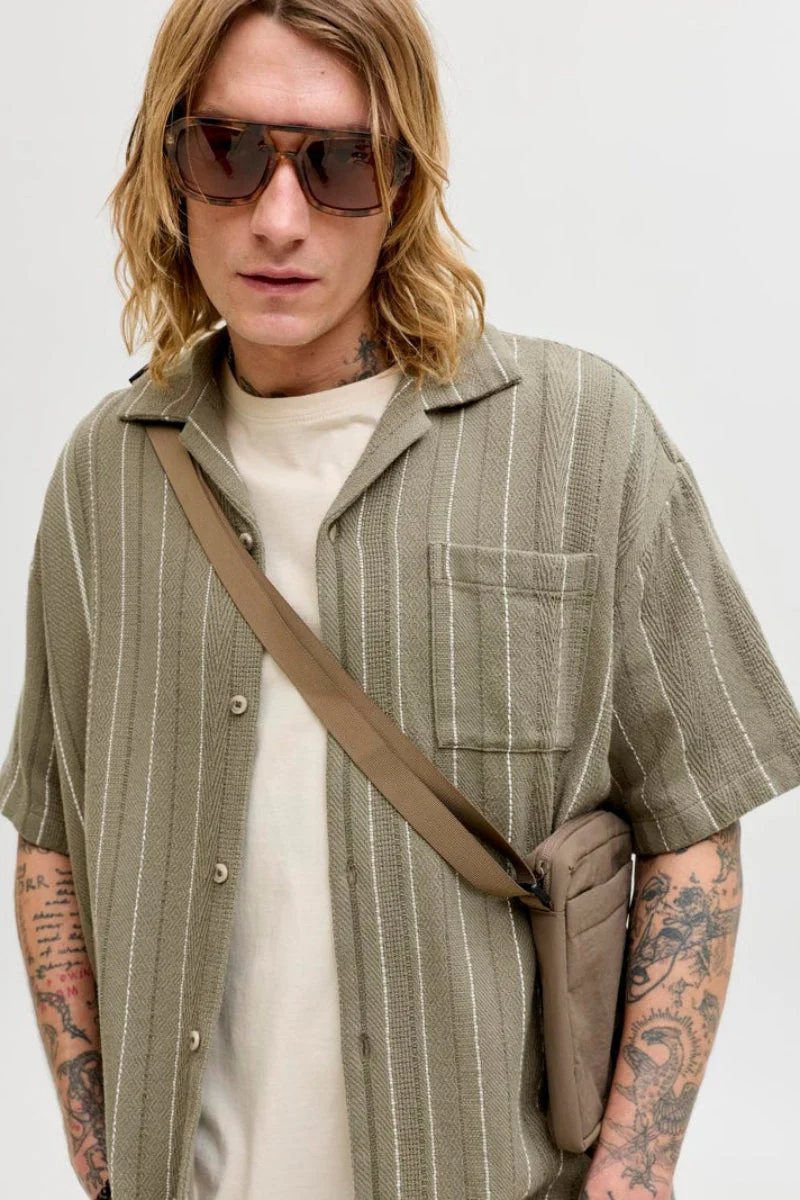 Jack & Jones Bradley Striped Resort Shirt SS Vetiver - Image 4