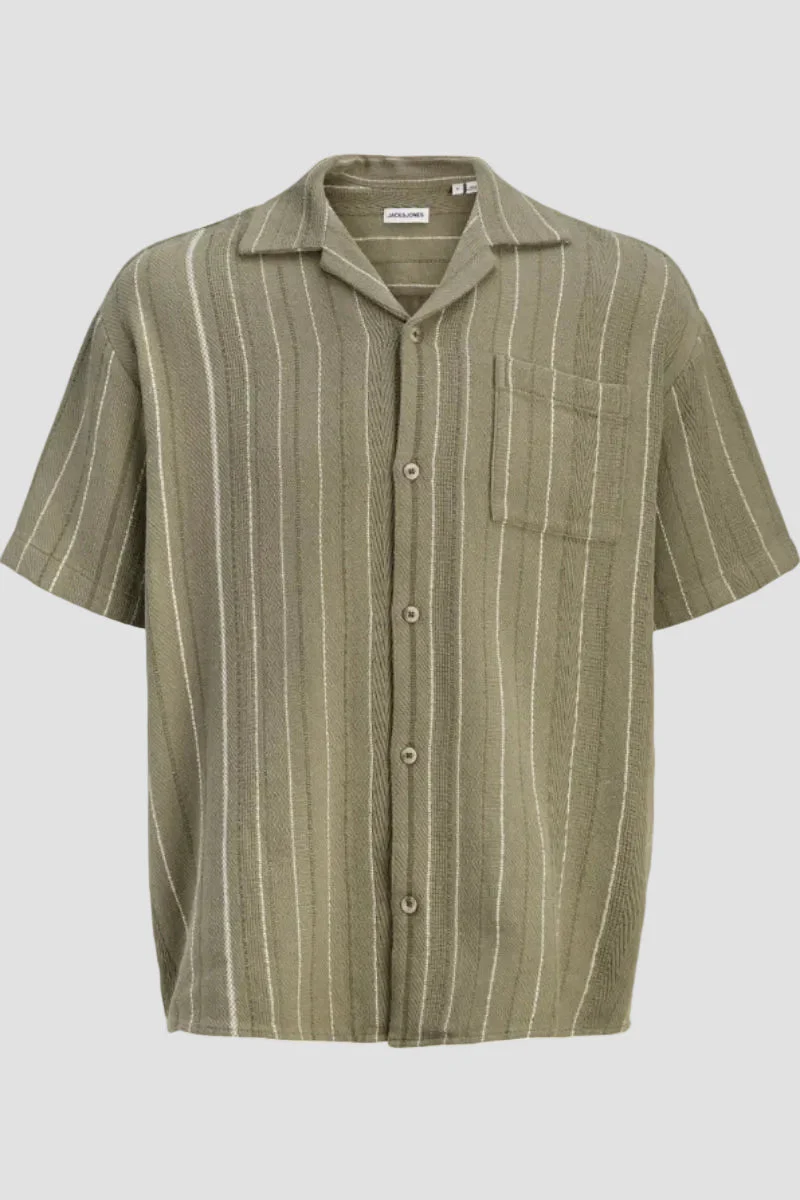 Jack & Jones Bradley Striped Resort Shirt SS Vetiver - Image 7
