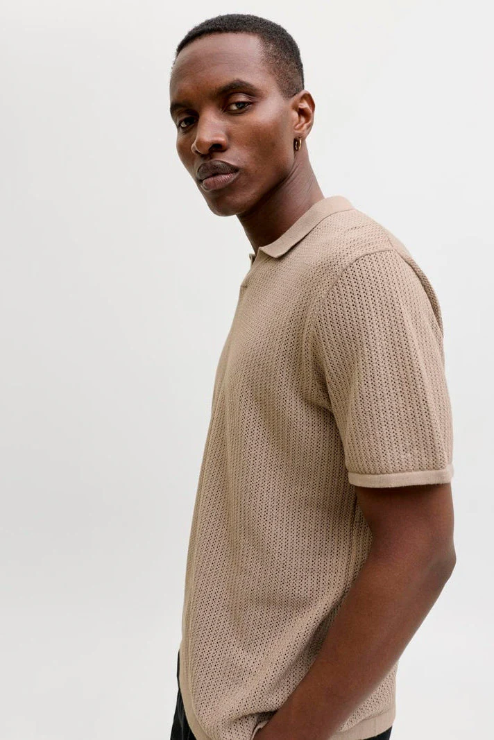 Jack & Jones Jerry Knit Split Neck Polo SS String - Image 4