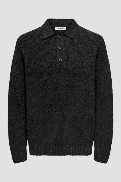 ONLY & SONS Dale Relaxed Fit Polo Knit Black - Image 3