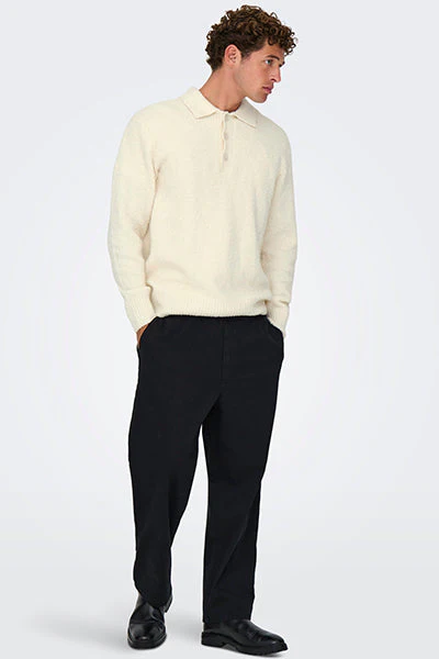 ONLY & SONS Dale Relaxed Fit Polo Knit Gardenia - Image 2