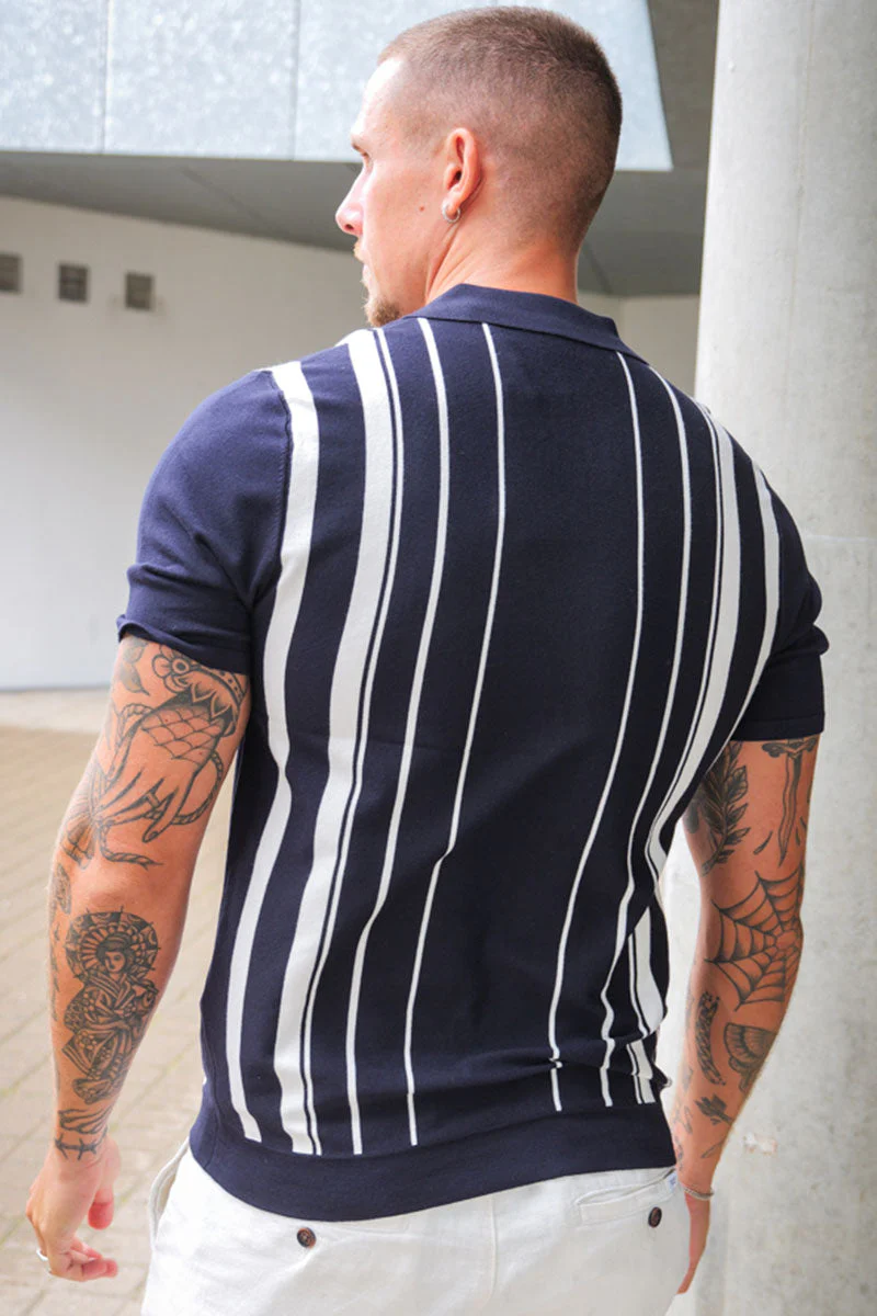ONLY & SONS Wyler Regular Fit Zip Polo Knit Dark Navy - Image 4