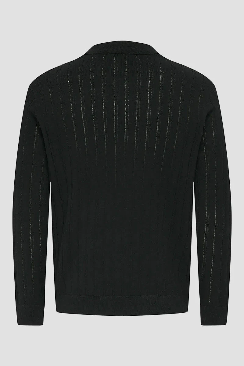 ONLY & SONS Kent Regular Fit Polo Knit LS Black - Image 4