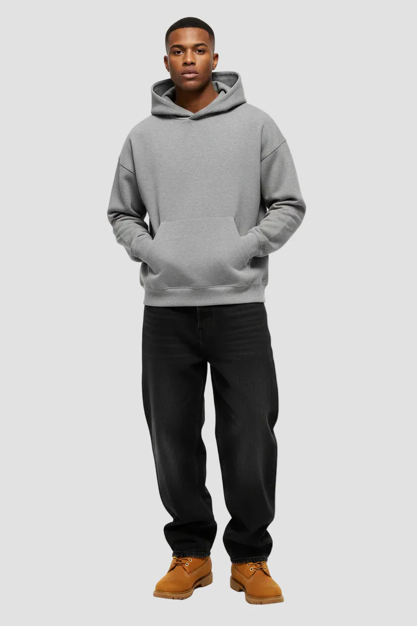 ONLY & SONS Goyle Box Fit Scuba Hoodie Medium Grey Melange - Image 2