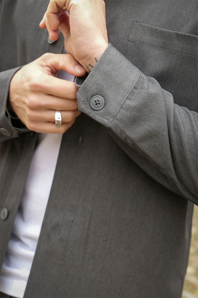 ONLY & SONS Miro Tailored Regular Fit Overshirt Dark Grey Melange - Image 10