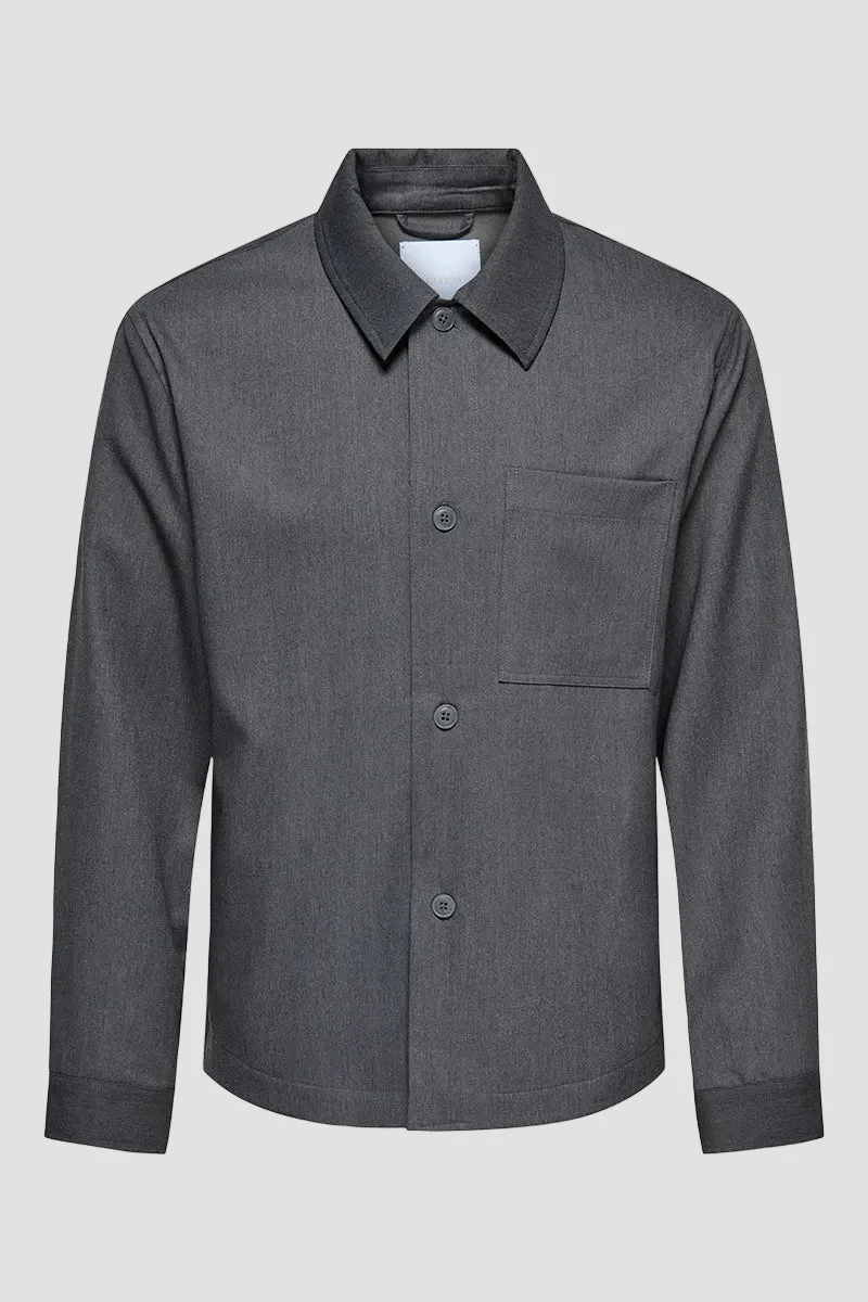 ONLY & SONS Miro Tailored Regular Fit Overshirt Dark Grey Melange - Image 4