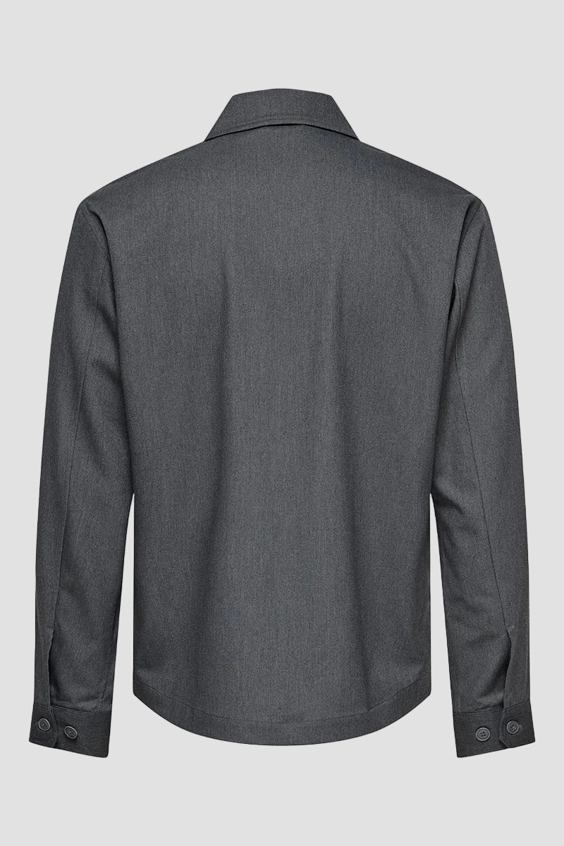 ONLY & SONS Miro Tailored Regular Fit Overshirt Dark Grey Melange - Image 5