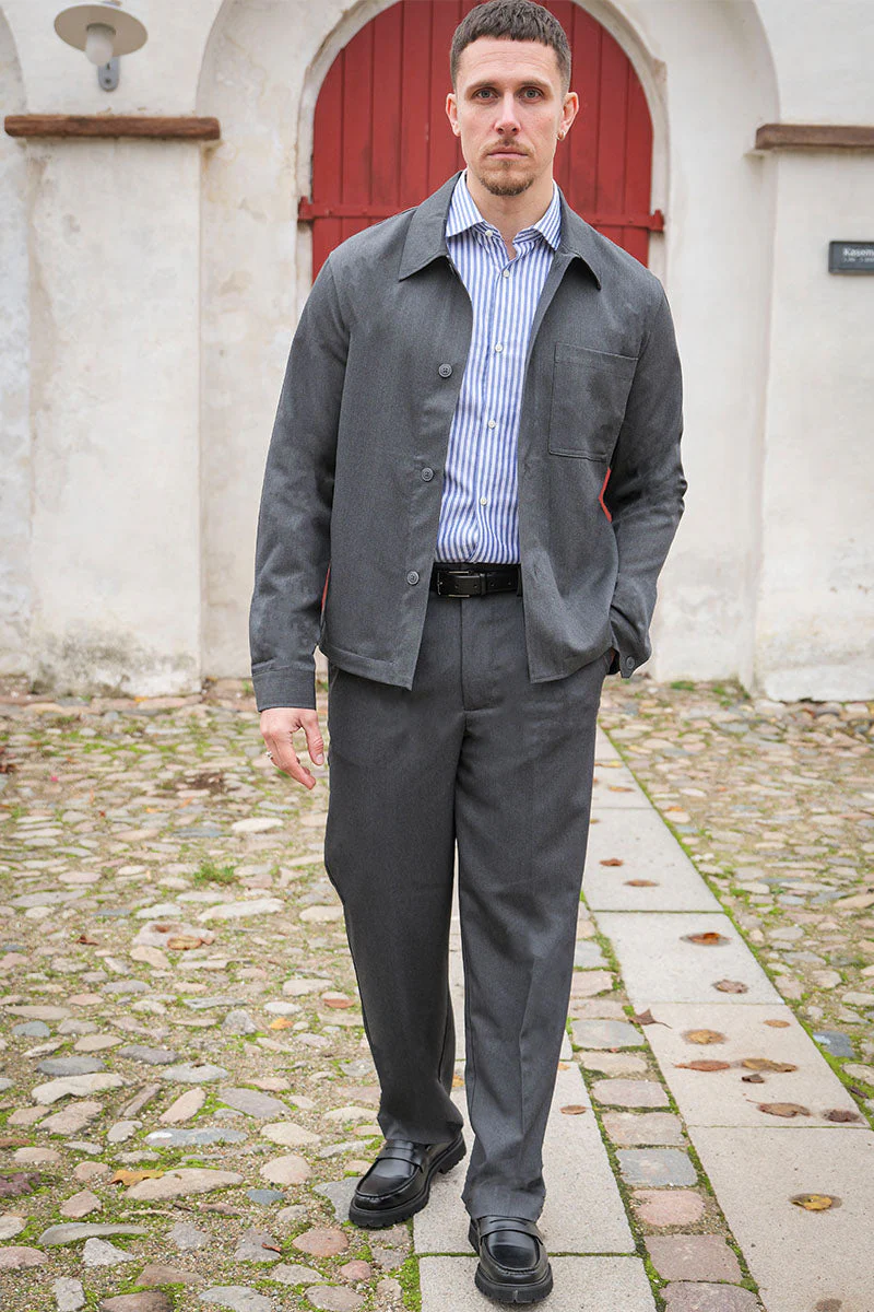 ONLY & SONS Miro Tailored Regular Fit Overshirt Dark Grey Melange - Image 7