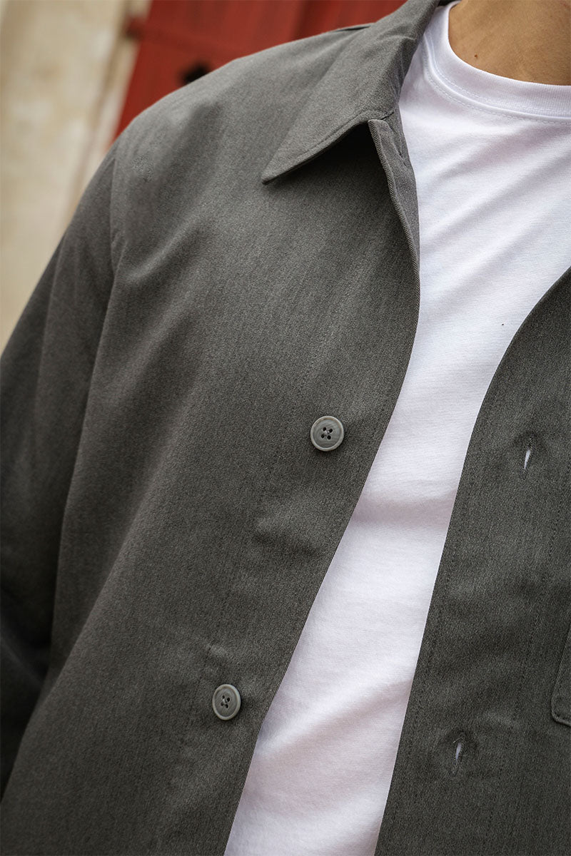 ONLY & SONS Miro Tailored Regular Fit Overshirt Dark Grey Melange - Image 8
