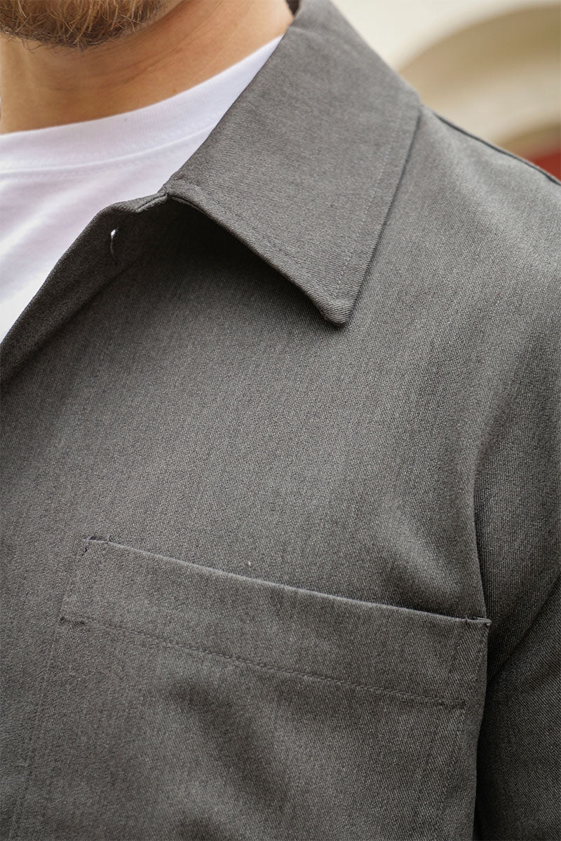 ONLY & SONS Miro Tailored Regular Fit Overshirt Dark Grey Melange - Image 9