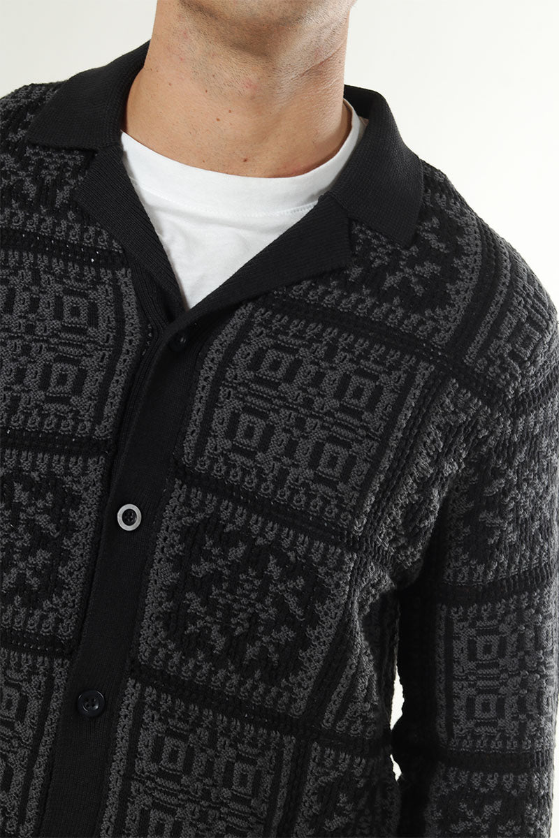 ONLY & SONS Bark Relaxed Fit Knit Shirt LS Black - Image 3