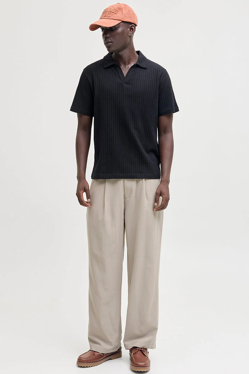 Jack & Jones Bill Bamford Pleated Relaxed Fit Chino Mourning Dove Stripe - Image 3