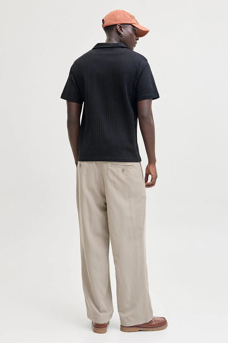 Jack & Jones Bill Bamford Pleated Relaxed Fit Chino Mourning Dove Stripe - Image 5