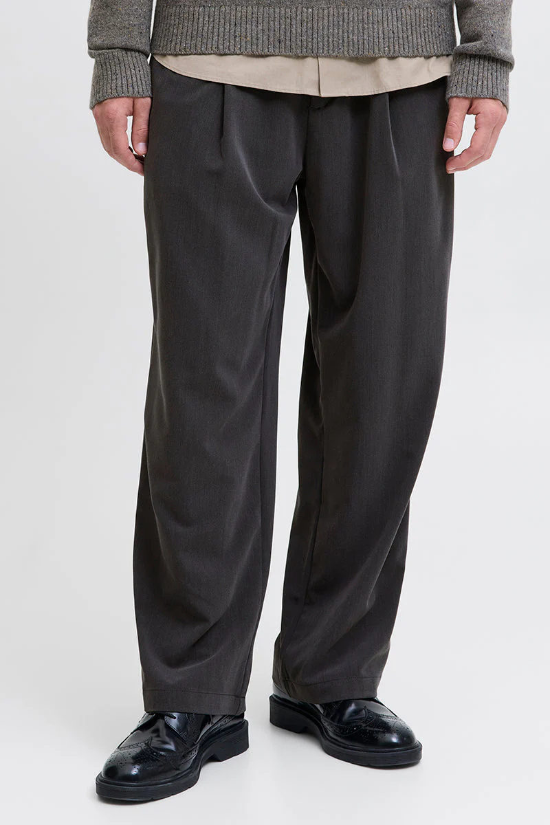 Jack & Jones Bill Bamford Pleated Relaxed Fit Chino Dark Grey Melange